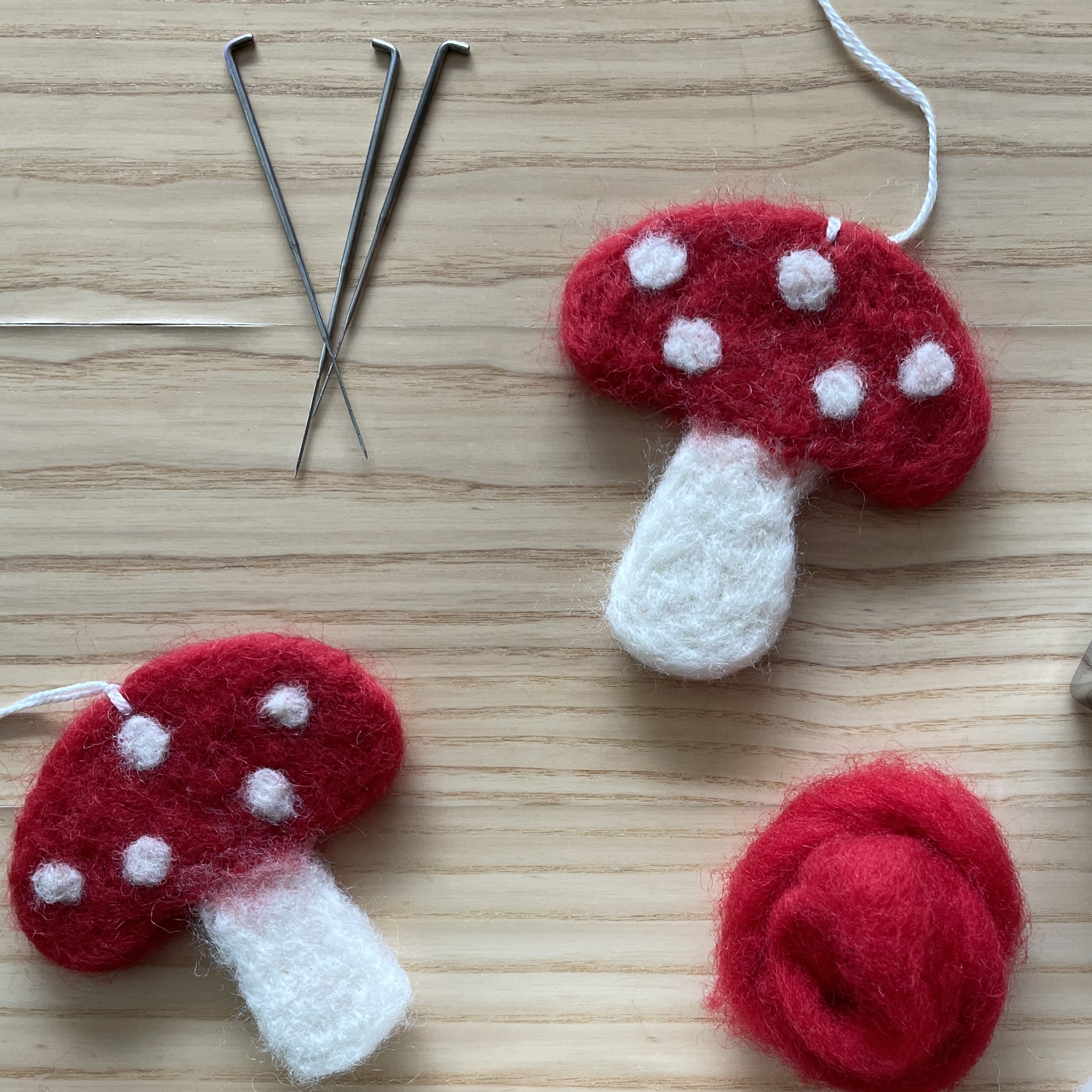 Kayla Ann Needle Felted Mushroom Ornaments